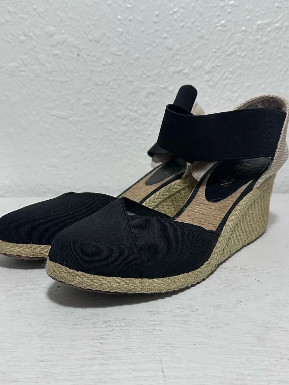 Lauren Ralph Lauren Espadrille Wedge Sandals - Black and Natural- Charla